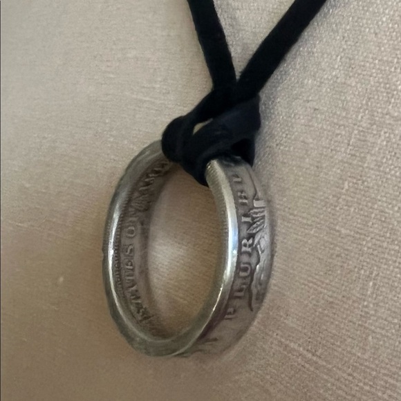 One of a kind Silver One Dollar Coin Necklace Leather Cord - Picture 2 of 7
